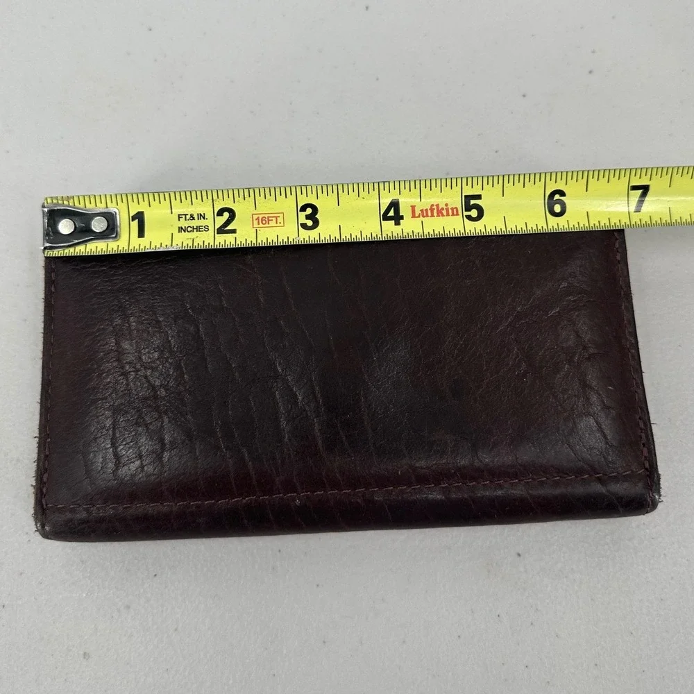 The‎ Buffalo Billfold Company Brown Leather Trifold Wallet Buffalo Nickel Snap